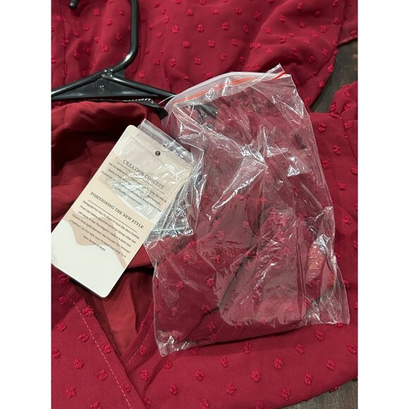 Fashion Ruffle Sleeve Swiss Dot Elastic Waist Tiered Hem Midi Dress Size L Goth - Picture 9 of 12